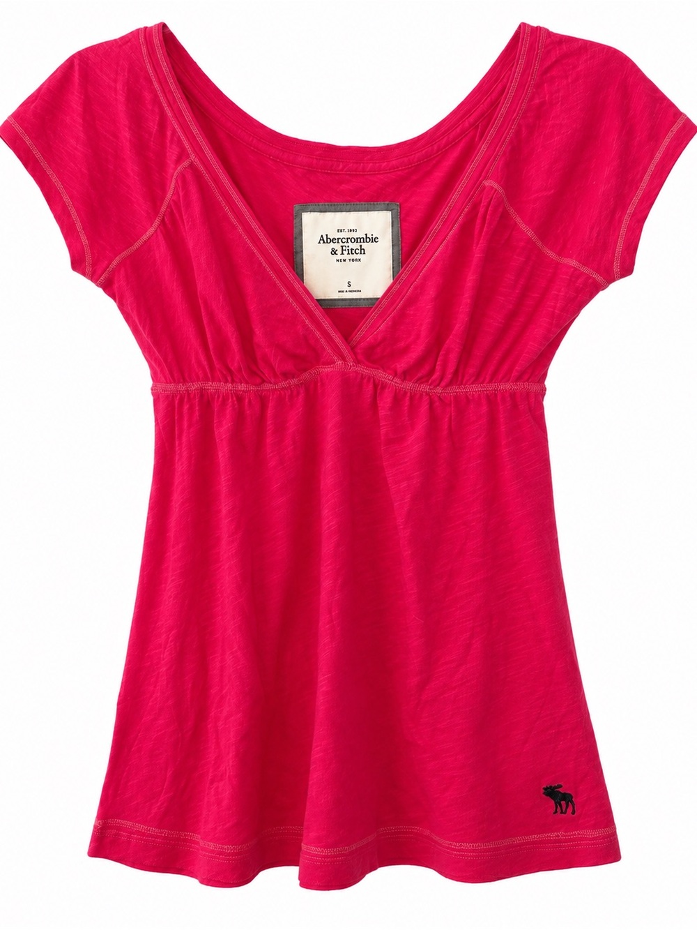 Vintage Y2K Abercrombie Pink Babydoll Top Small Moose Logo